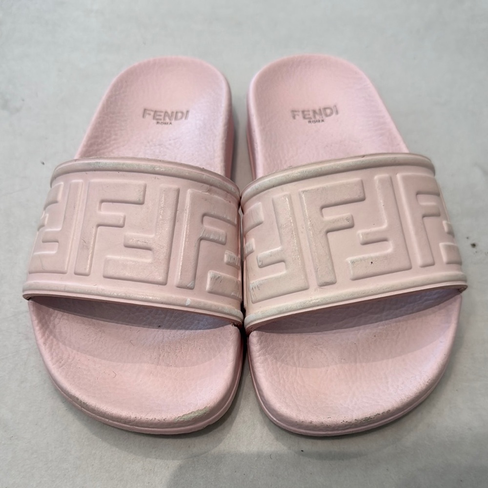 Fendi Pink Geometric Slide Sandals